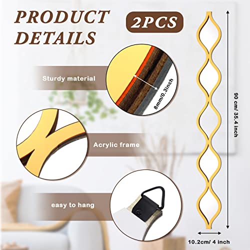 Teardrop Mirror Wall Decor Acrylic Decorative Mirror Narrow Wall Decor Boho Vintage Wall Art Rustic Farmhouse Decorative Long Mirror For Apartment Living Room Bathroom Bedroom Entryway (Gold, 2 Pcs) #TOP1
