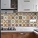 ArtisanAura 24 PCS Moroccan Boho Tile Stickers Peel and Stick 4x4 Inch, Waterproof Vinyl Backsplash Stickers for Kitchen & Bathroom, Removable Self-Adhesive Wall Decals in Mexican Talavera Design