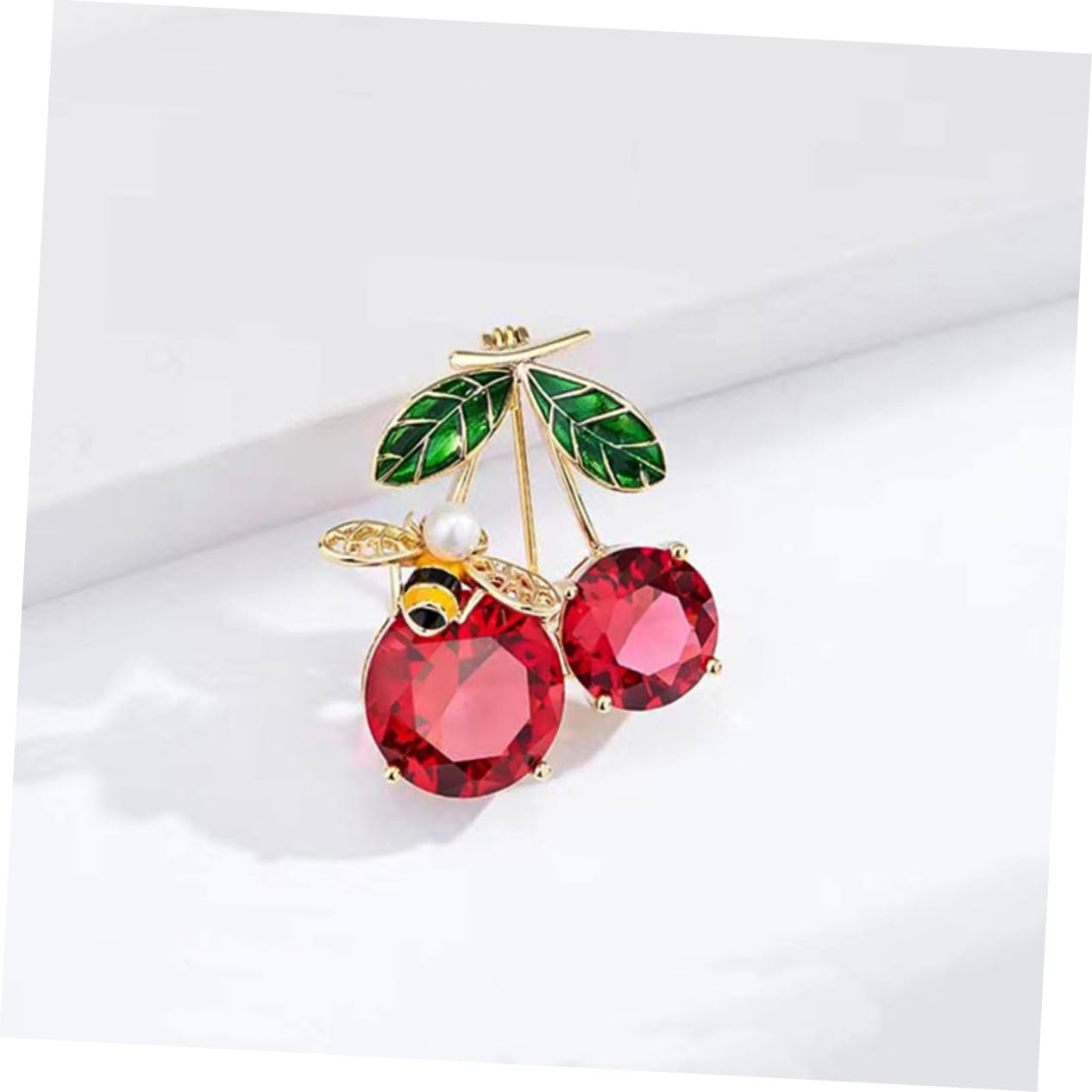 2 Piezas Broche De Abeja Cereza Broche De Ropa Broche De Animal De Esmalte Fresco Broche De Moda Broche Nupcial Broche Rojo Pin De Solapa De Fruta Solapa De Esmalte Broche De
