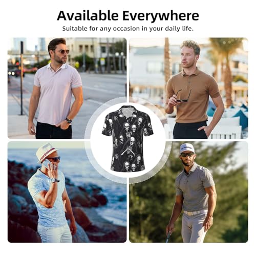 Polo imprimé squelette cool respirant pour golf et travail