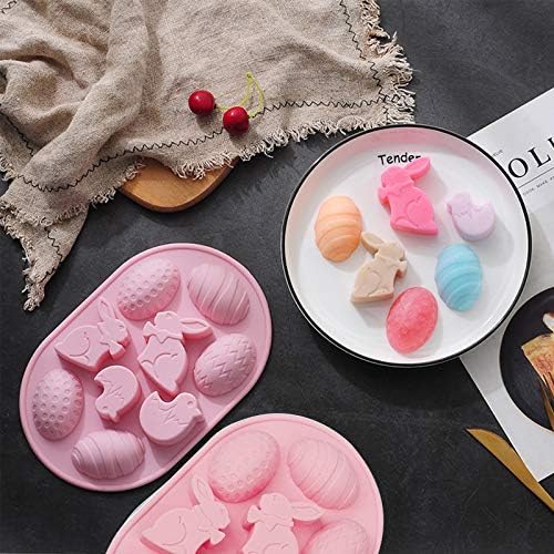 1 PC Rabbit Egg Mould, Silicone Bunny Egg Mould Chicks Rabbit Baking Mold Candy Cookie Mould Silicone Cake Pastry Moulds Handmade Soap Mold Egg Chocolate Mold for Jelly Ice Cube