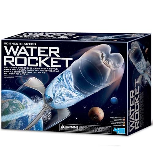4M: Science in Action - Water Rocket - Bottle Rocket Launcher Kit Soars Up to 98 Learn Action & Reaction Principles Kinetic Energy Outdoor Project