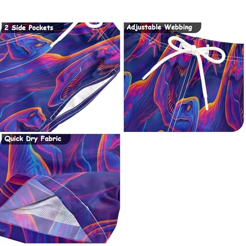 Swimming Clothes for Boys, Anti Chafe Swim Trunks for Boys 2 T, Stylized Neon Dinosaurs Dark3