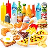 JOYIN 45 Pcs Play Food Sets for Kids Kitchen, Popular Grocery Store Play Food, Pretend Toy Food Set for Kids, Gifts for Toddlers, Boys and Girls