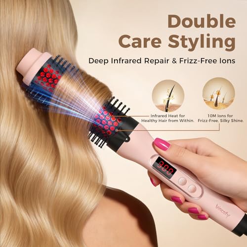 Image of Infrared Thermal Brush, Dual Voltage Heated Round Brush, Powder Pink