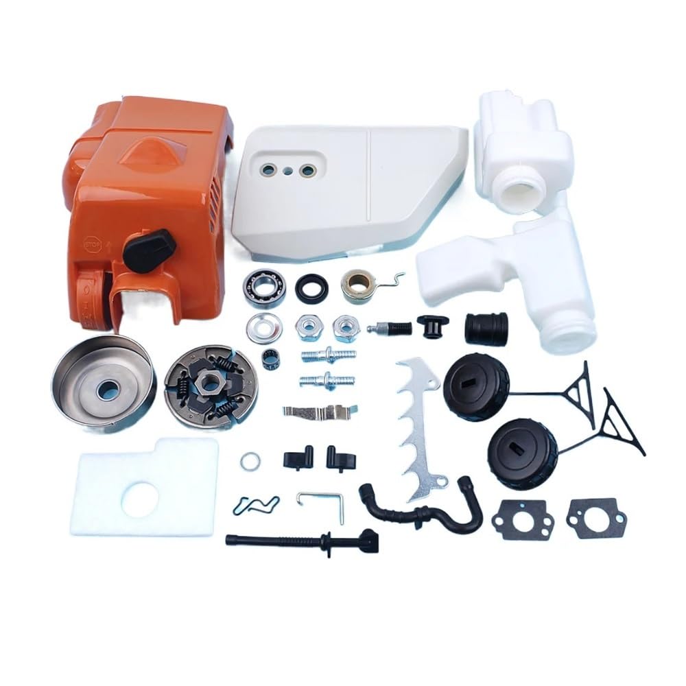Cubierta de piñón de Embrague, Kit de Tapa de Filtro de Aire y Combustible de Tambor de Embrague Apto for Motosierra 017 018 MS170 MS180 con Engranaje Wrom de línea