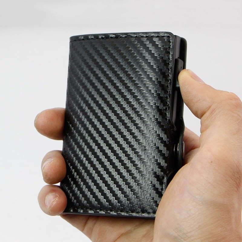 Card Holder Wallet Pop Up Credit Card Wallet RFID Blocking Credit Card Holder Leather Credit Card Wallet for Man Minimalist Card Wallet Auto Pop Up Card Holder Small Wallet for Men(Gray)2