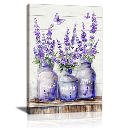 Lavande Violette Dans un Vase Tableau Décoration Murale Salon, Imprégnez Détendez Calmez Poster...