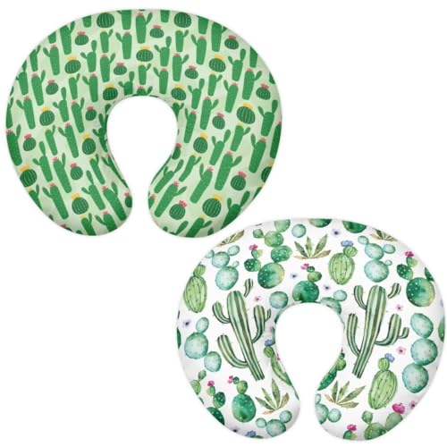 Image of Jeiento Ultra Soft Nursing Pillow Covers 2 Pack Green Cactus Breastfeeding Pillowcase for Nursing Pillow and Positioner Skin-Friendly Positioner Case