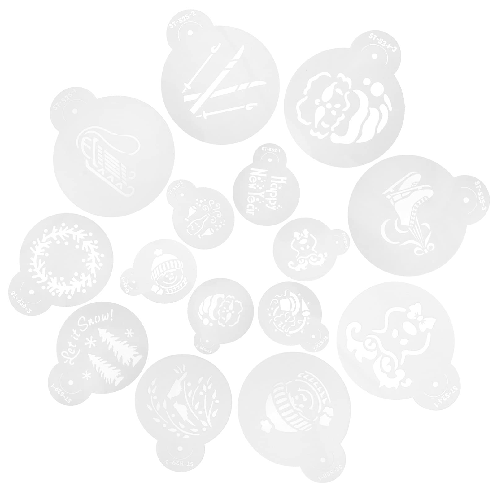 PRETYZOOM 3 Set Di Stencil Per Biscotti Di Natale Modelli Per La Cottura Decorazioni Per Cupcake Caffè Feste Celebrazioni 15 Pezzi*3