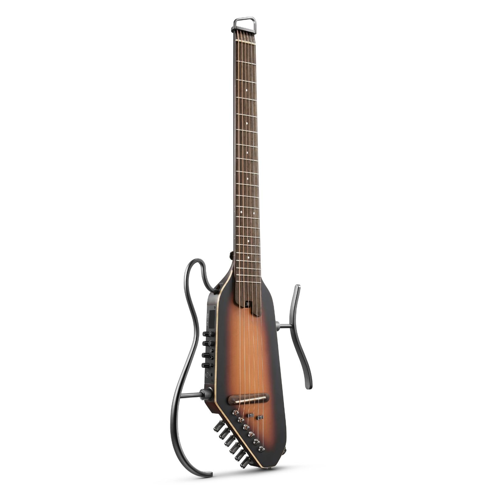 Donner Chitarra Elettroacustica HUSH I PRO Travel, Kit Intelligente con Cuffie e Borsa, Sunburst