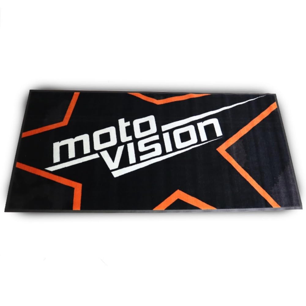 Tapis de Sol Moto Vision, Noir et Orange, 100x200 cm