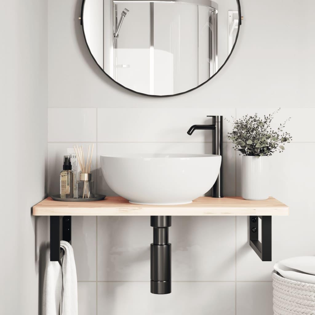 Soportes de lavabo 2 piezas de acero rectangular negro para baño LH727004