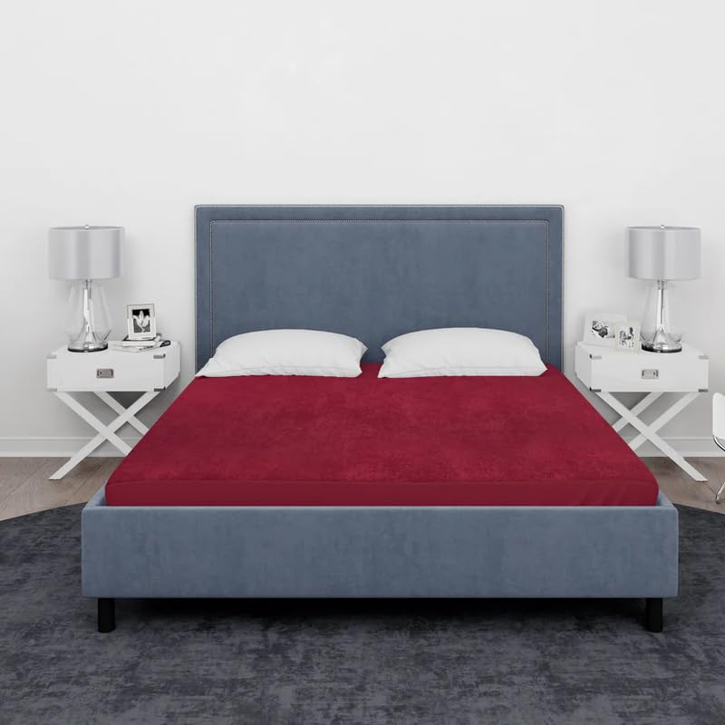 Waterproof Mattress Protector King Size 75×72 Inches | Super Soft Breathable Terry Cotton Double Bed Cover Fitted Bedsheet for Kids Urine