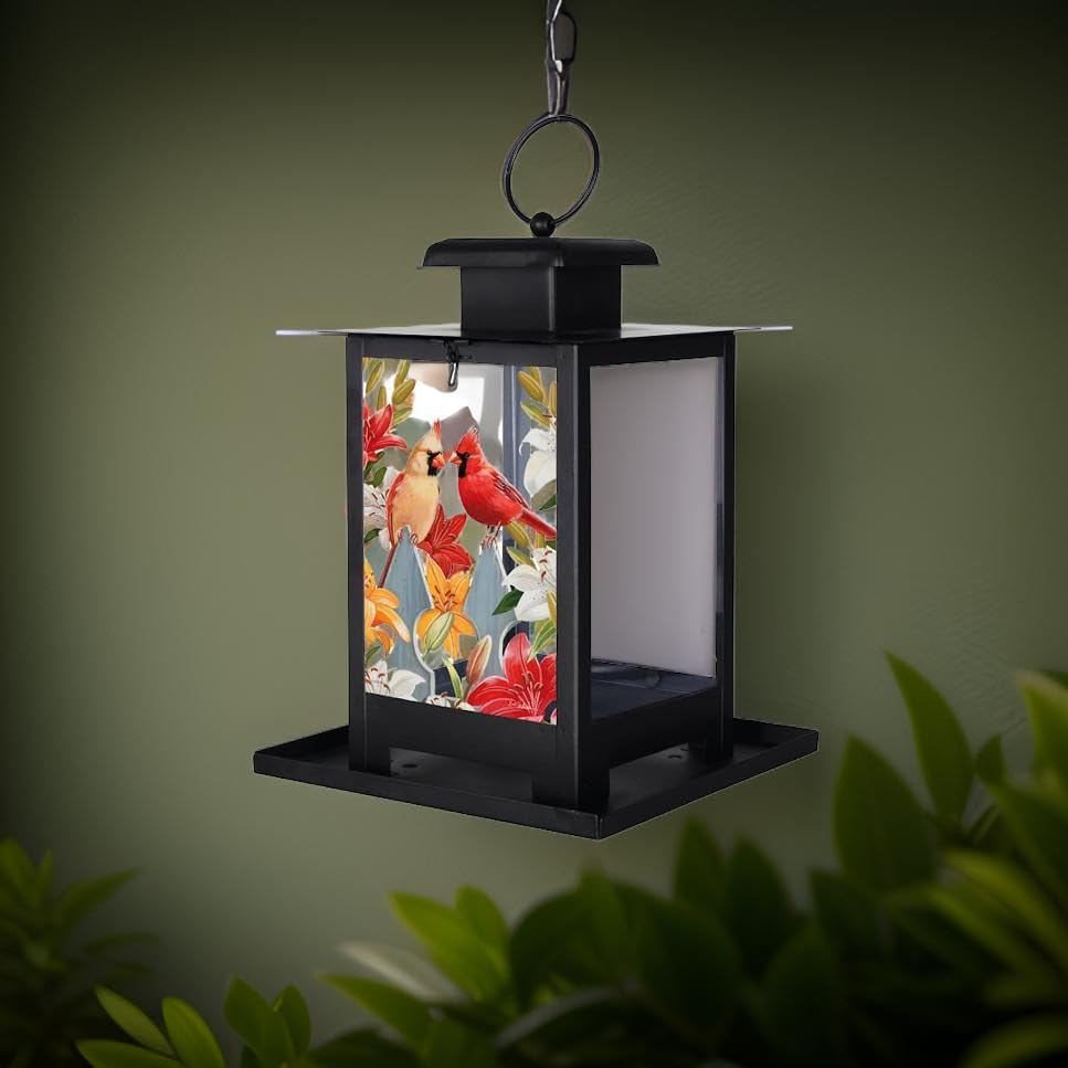 Carson 12" Cardinal Pair Bird Feeder - Cardinal Bird Feeder - Country Home Decor for Porch - Hanging Bird Feeder for Country Home Decor - Floral Bird Feeder - Image 5