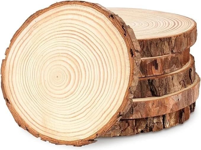 Set of 6 Natural Wood Slices for DIY Crafts - 3 Inch Round Wooden Log Coasters with Bark for Painting, Ornaments, and Home Decor-image-30