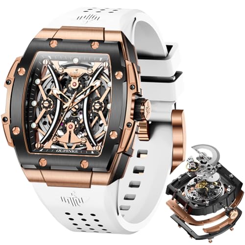 Image of OLEVS Watch Men Self Winding Luxury Skeleton Mechanical Business Dress Square Wrist Watches Calendar Watches