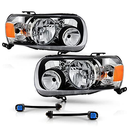ACANII - For 2001-2004 Ford Escape [Facelifty Style] Chrome Headlights Headlamps Assembly Replacement Pair Left+Right