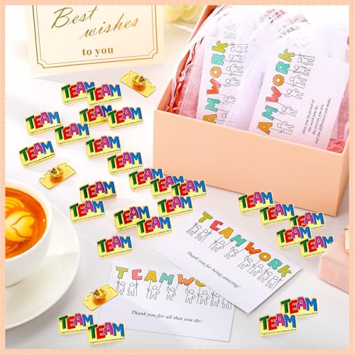 Image of Landical 100 Pcs Team Pins Employee Appreciation Gifts Bulk Thank You Cards