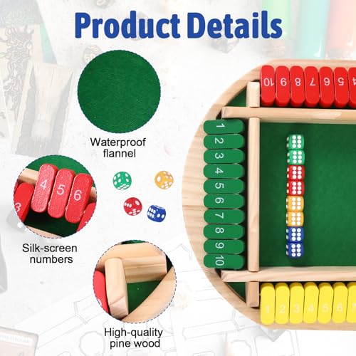 Shut The Box Juego de Dados Clásico para 4 Jugadores miniatura 3