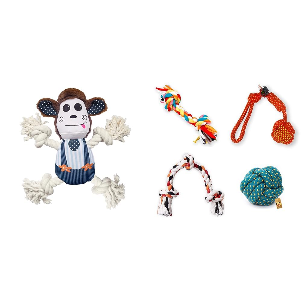 Foodie Puppies Monkey Crinkle Paper Rope Plush Toy for Dogs & Dog Rope Combo(2Knot + 3Knot + Ball + 2knotBall) (B0CDDMHKT9) Amazon Price History, Amazon Price Tracker
