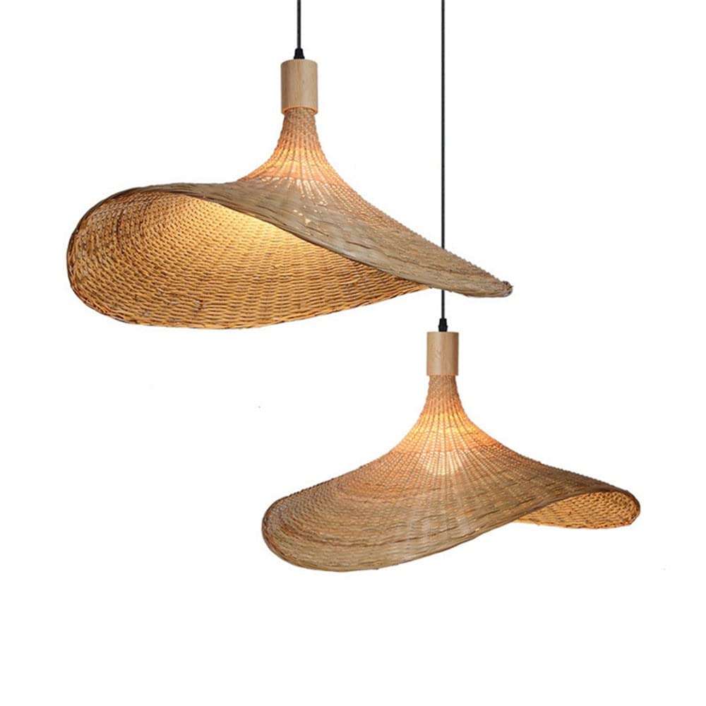 Lampadario A Cappello di Paglia in bambù Lampadari Creativi in ​​Vimini in Rattan Lampada A Sospensione Intrecciata Vintage Lampade A Sospensione per Interni Lampada in Stile Giapponese