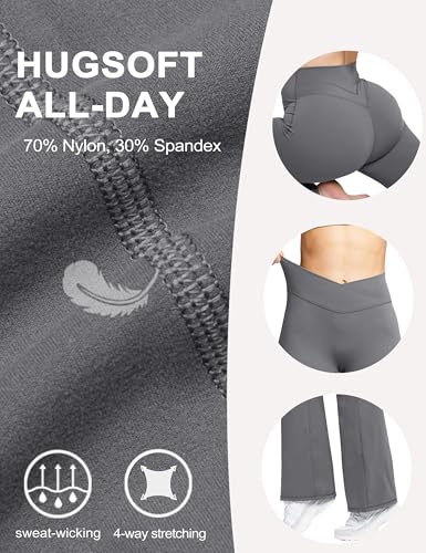 Olmlmt Flare Leggings for Women Butt Lifting - Crossover High Waisted Buttery Soft Gym Workout Yoga Pants
