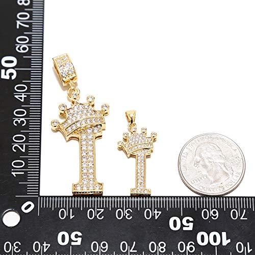UALGL A-Z Letters Necklace Crown Necklace for Men Women 18K Gold Plated Letters Pendants with 23'' Chain Hip Hop Alphabet Name Jewelry Mom Gifts (Yellow-i) by UALGL - Used condition - Image 3