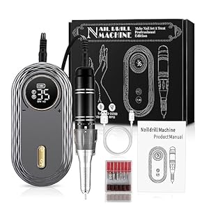 Nail Grinding Machine 35000RPM Nail Drill Manicure Set, Electric Nail Drill Machine, Rechargeable Salon Gel Nail Polish Sander, Professional Tool for DIY Home or Salon Mani-Pedis