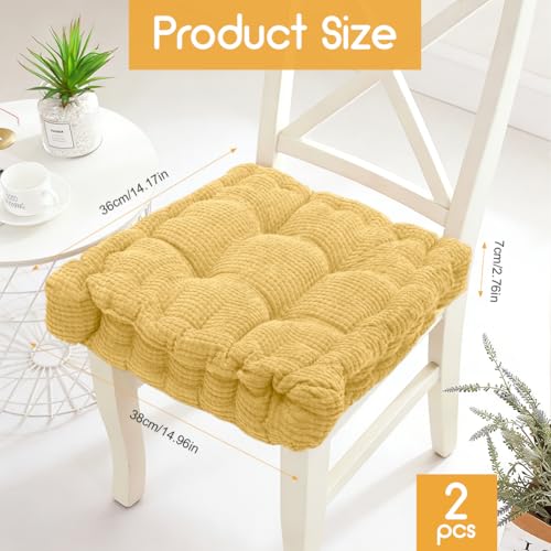 Cojines para silla de 40x40 cm juego de 2 piezas acolchadas de color amarillo para suelo y exterior 4