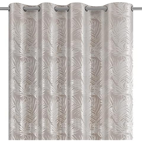 AmeliaHome Cortina de Aspecto Aterciopelado con Ojales, 140 x 245 cm, Beige y Plateado Cover