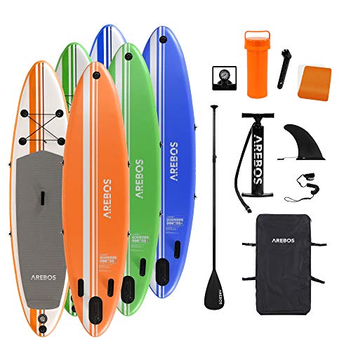 Arebos Tabla De Sup | 300 X 76 X 15 Cm | Inflable De Una Sola Capa | De Aluminio | Bomba De Alta Presión | Mochila De Transporte | 115 Kg | Color Naranja