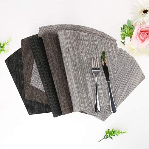 MI CASA Wedge Placemats Set of 4 for Round Tables PVC Place Mats Non-Slip Heat Resistant and Washable Table Mats for Kitchen and Dining Room, Grey