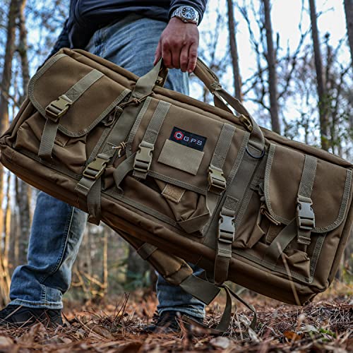 G. Outdoor Products G.p.s. 28" Double Soft Rifle Case - 28" L X 12.75" H X 9" W | Adjustable Durable Convenient Shooting Gear Storage W/Molle, Tan #TOP3