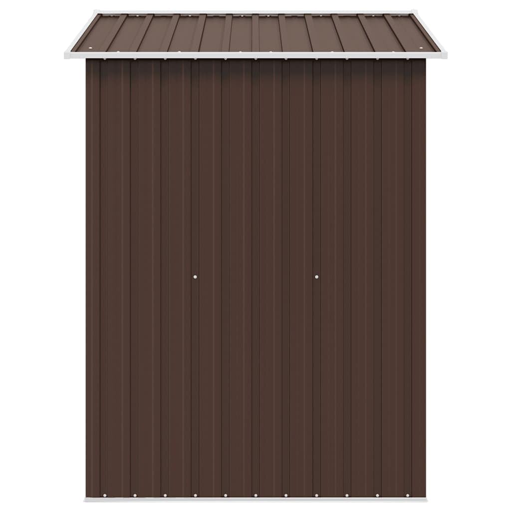 Szopa na narzędzia, brązowa, z ocynkowanej stali, 204 x 132 x 186 cm, z 4 otworami wentylacyjnymi, podwójnymi drzwiami przesuwnymi i stalowym fundamentem do domku ogrodowego, przechowywania