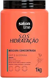 Salon Line, Máscara Capilar, SOS Hidratação, Concentrada, Café e Glicerina, Vegana - Cabelos Cacheados e Crespos, 1 Kg