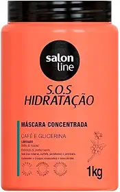 Salon Line, Máscara Capilar, SOS Hidratação, Concentrada, Café e Glicerina, Vegana - Cabelos Cacheados e Crespos, 1 Kg