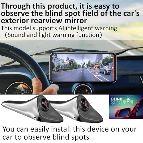 Image of car blind spot camera paired with car blind spot display system, blind spot driving recorder, BSD blind spot warning assistance, blind spot monitoring BSM, camera monitoring system CMS (Silver)