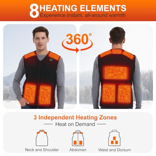 Heated Vest For Men with Battery Pack, Electric Heated Jacket, Smart Controller with Light-Out Design2