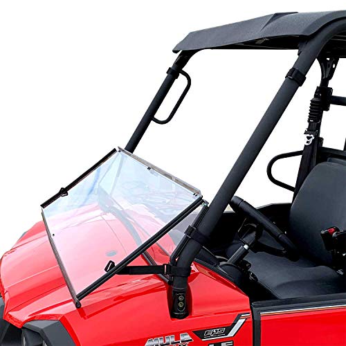 Image of Kawasaki Mule Pro MX Full Folding Windshield by Clearly Tough (52 1 /2 inch wide) | SCRATCH RESISTANT | True Full to Half windshield | Premium Lexan MR10 w / Hard Coat | Proudly Made in America!