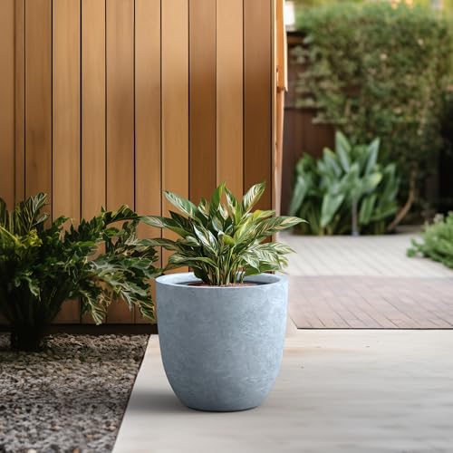 Image of Kante Large Round Bowl Blue Gray Concrete Planter 18 inch Dia, Outdoor