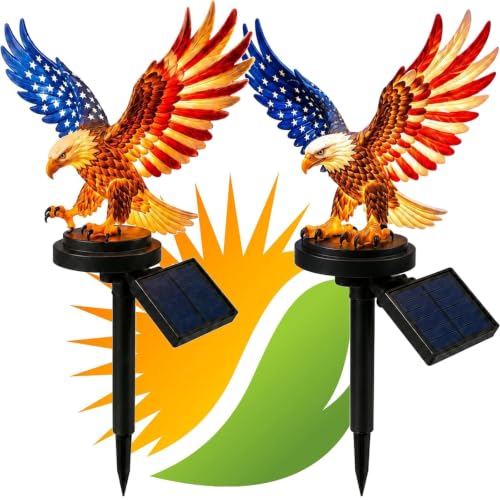 2027 New Solar Eagle Garden Light America 250th Anniversary Patriotic Eagle Garden Stake Solar Powered Outdoor Yard Decor for Lawn Walkway Memorial Day & 4th of July Decorations (Mix)
