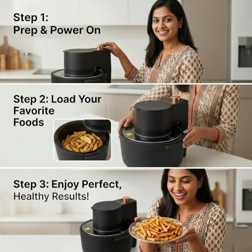 Image of Air Fryer 6.5L For Kitchen 1200W - Uses Up to 80% Less Fat, Healthy Oil-Free Cooking-360 Hot Air Circulation-Nonstick Basket, Quick & Easy Meals in Minutes -Ideal for Frying /Grilling /Roasting