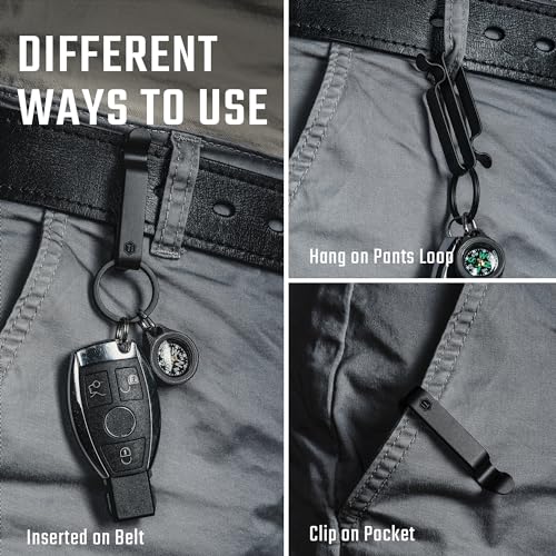 Image of KeyUnity KM00 Titanium Belt Loop Keychain Clip Double Side Quick Release Key Holder with Detachable Key Ring