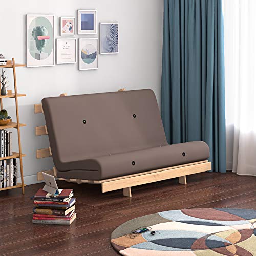 Panana - Sofá Palets con Estructura Madera Cojín Asiento y Respaldo Acolchado Completo Relax Inclinable Habitación Jardín Interior Terraza Balcón Arcón (Caqui)