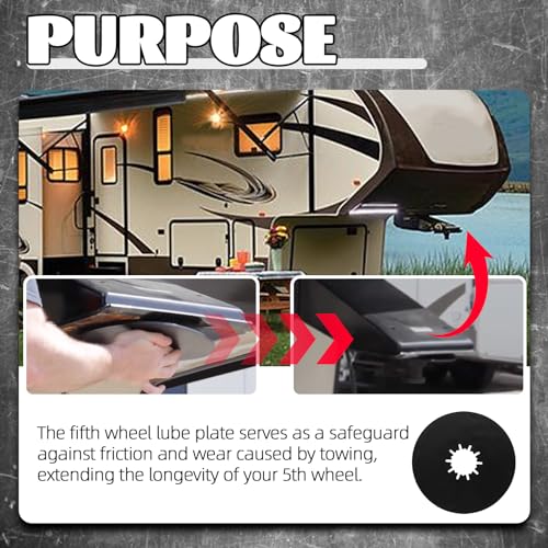 Image of TonGass 5th Wheel Hitch Lube Plate 12in RV Fifth Wheel Plate | Camper Fifth Wheel Plate, 5th Wheel Accessories for 5th Wheel Trailer Safety Kit