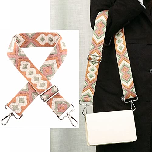 Kiwochy Verstellbarer Breiter Taschengurt - 2' Breiter Schultergurt Trageriemen Umhängegurt Gurt Bunter Leinwand Schultergurt Länge 29,5'-53' für Taschen Handtaschen