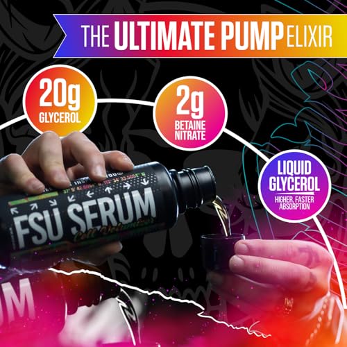 Image of Inspired FSU Serum Liquid Glycerol, Stim Free Pre Workout Pump, Non Stim Preworkout, Caffeine Free, Stimulant Free, 20g GlycoClear, 2g Betaine Nitrate (Sour Rainbow)