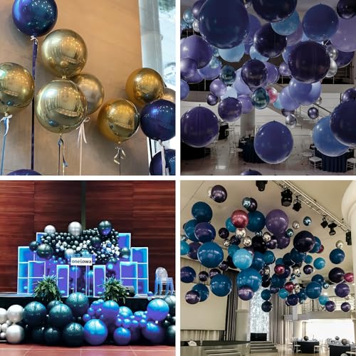 Image of PartyWoo Navy Blue Foil Balloons 3pcs Large Round Giant Jumbo 4D Balloons