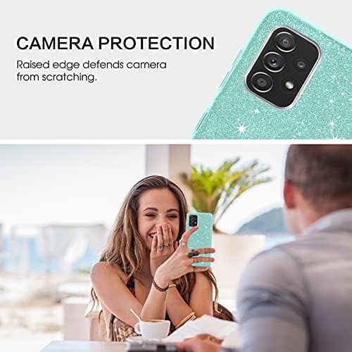BENTOBEN Samsung Galaxy A52/A52s Case, Samsung A52/A52s 5G Case Glitter, Three Layer Shockproof Hybrid Hard PC Bumper Protective Silicone Sparkly Case with Finger Ring Stand Samsung A52/A52s 5G, Green